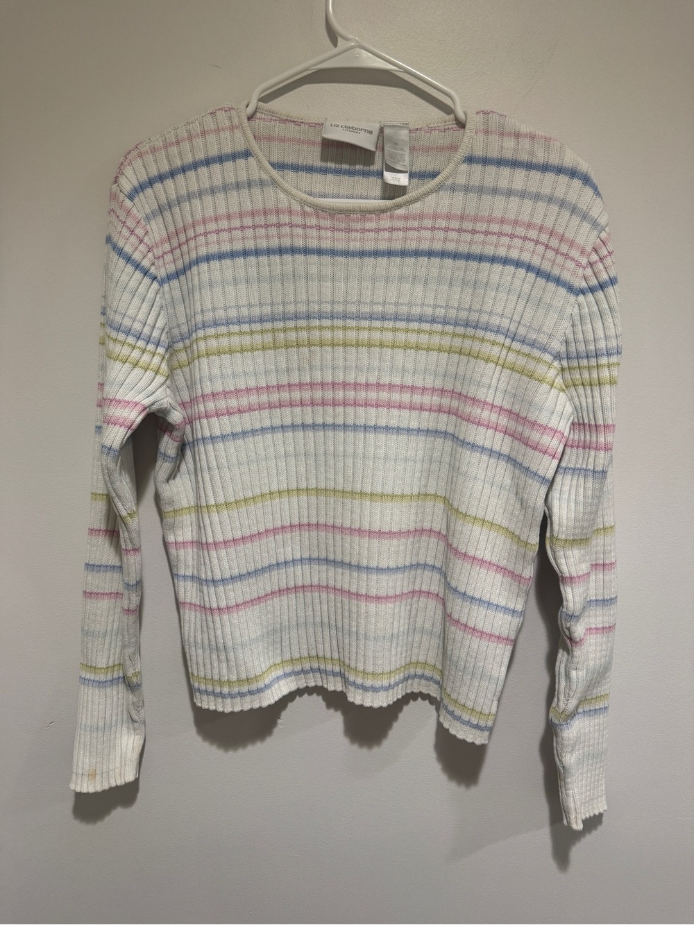 VTG Liz Claiborne - Liz Sport ribbed striped pastel sweater